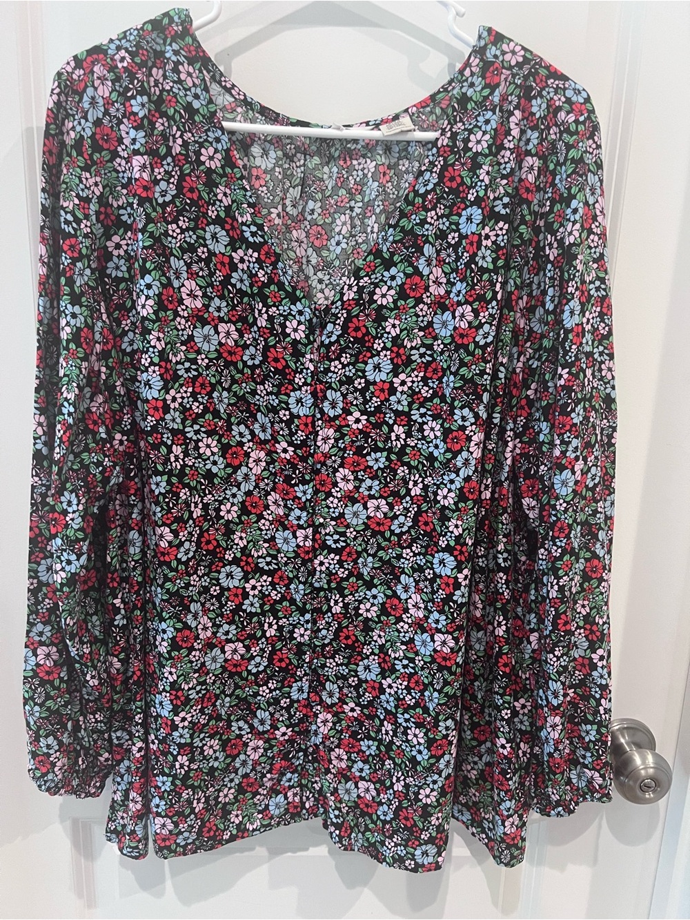 Levi's Floral V-Neck Long Sleeve Blouse Size 2X